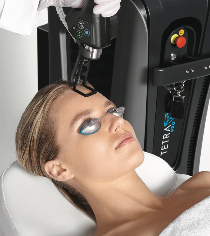 DEKA Tetra PRO CO2 laser skin resurfacing treatment in Timaru clinic with protective eyewear